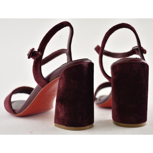 Christian Louboutin Miss Jane Sandal 85 Burgundy Red Ankle Strap Block Heel 38.5 - Picture 11 of 13